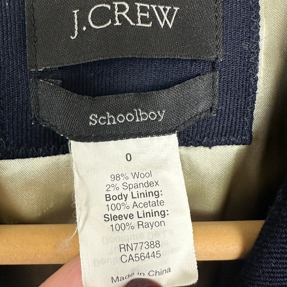 J. Crew Original Schoolboy Blazer Navy Blue Wool Blend Sz 0 - Picture 12 of 16